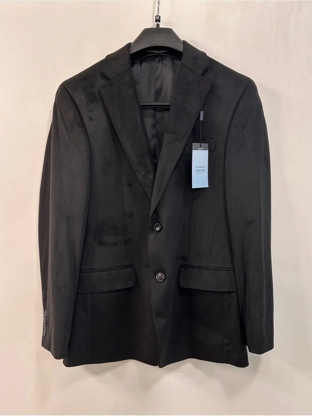 NWT Van Heusen Men's 38R Blazer Faux Suede Black Comfort Sport Coat Suit $200